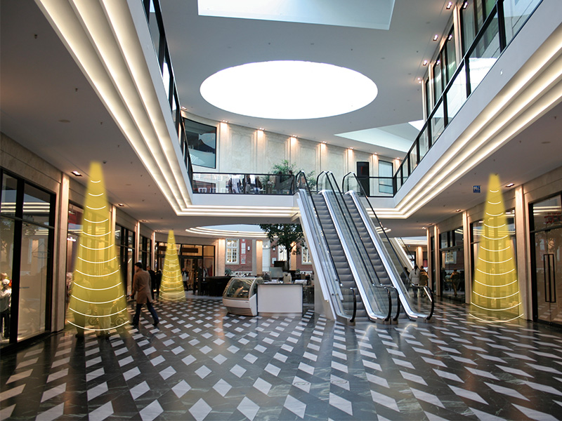 商場定向揚聲器，定向發(fā)聲示意圖