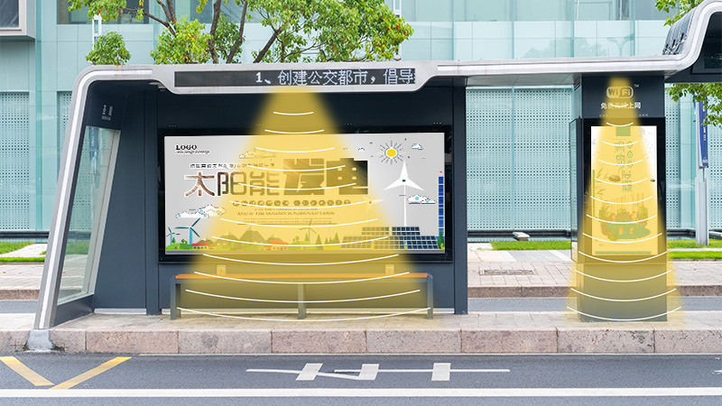 公交站臺廣告牌集成定向揚聲器，定向發(fā)聲示意圖